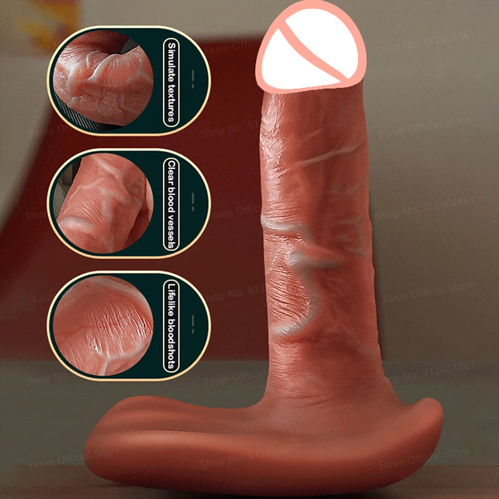 Real  Dildo Remote Control Thrusting  Telescopic