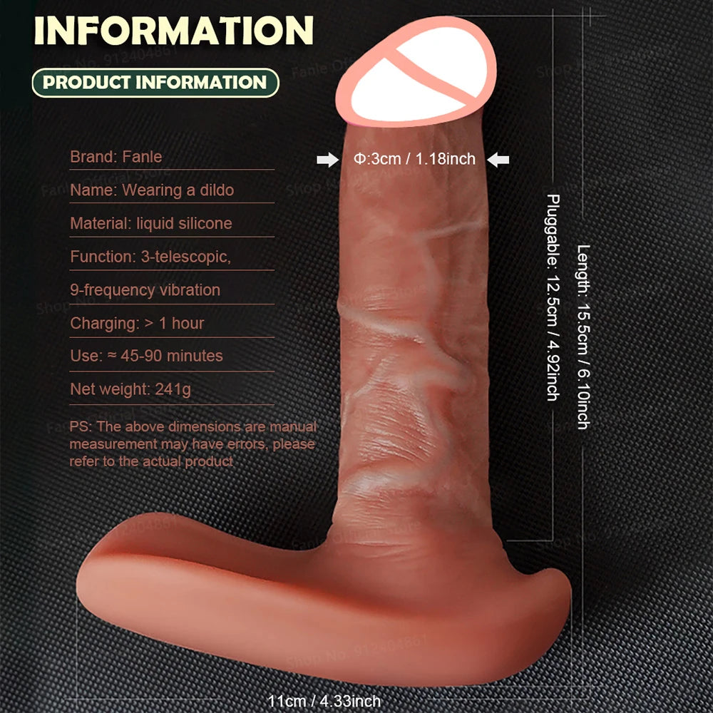 Real  Dildo Remote Control Thrusting  Telescopic