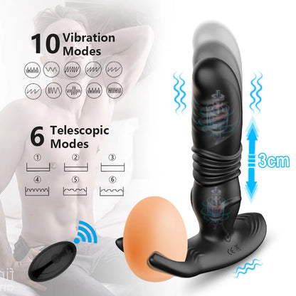 Dildo Vibrator Anal Butt Plug  Wireless Telescopic Prostate Massager