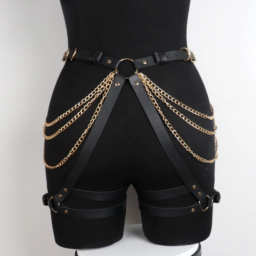 Leather Harness Body Bondage Lingerie Leg Strap Suspenders