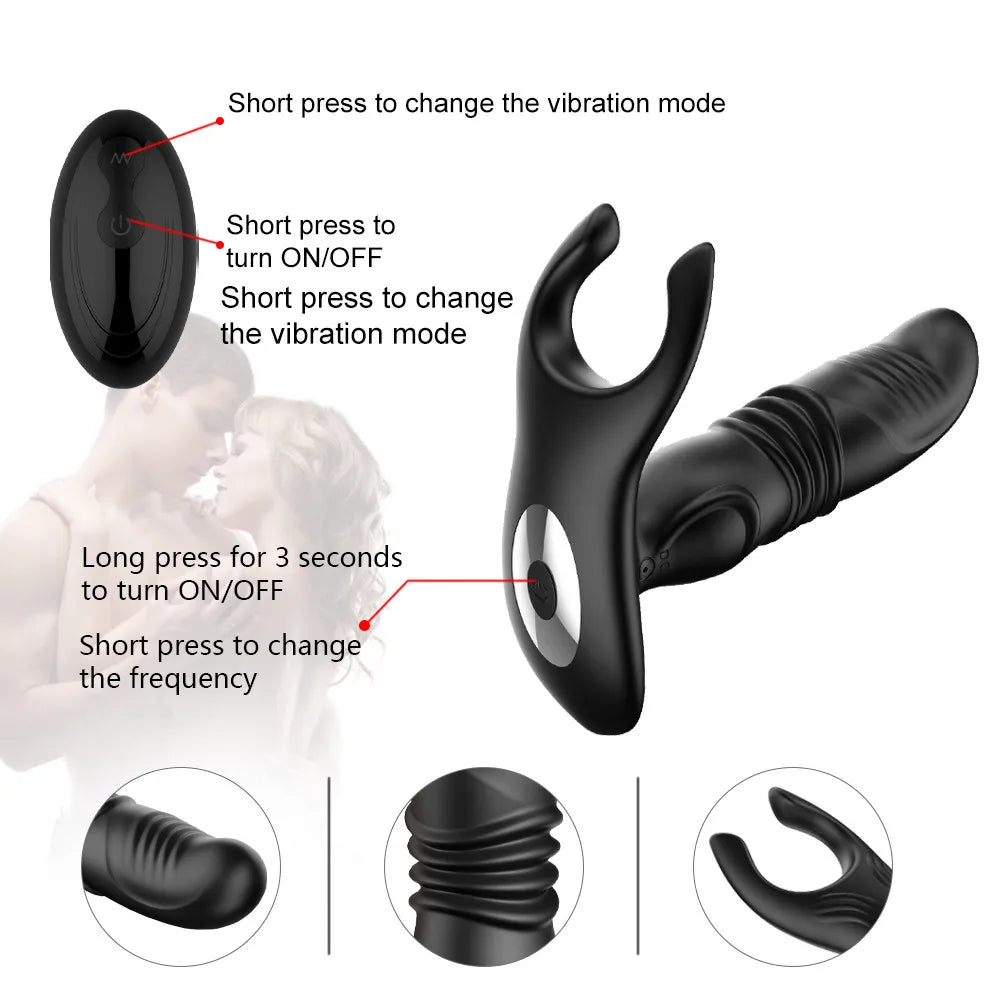 Dildo Vibrator Anal Butt Plug  Wireless Telescopic Prostate Massager