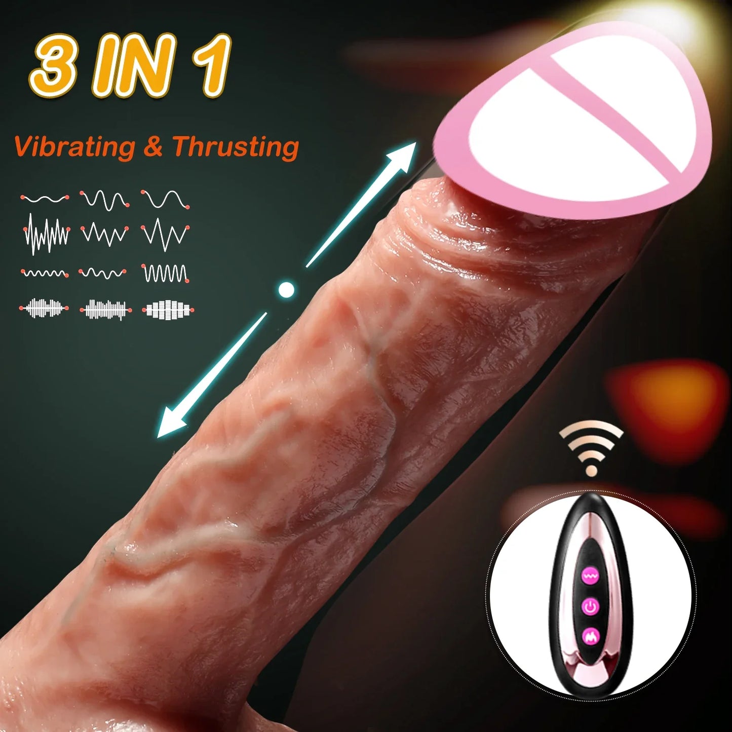 Realistic Dildo Vibrator with Heating Thrusting