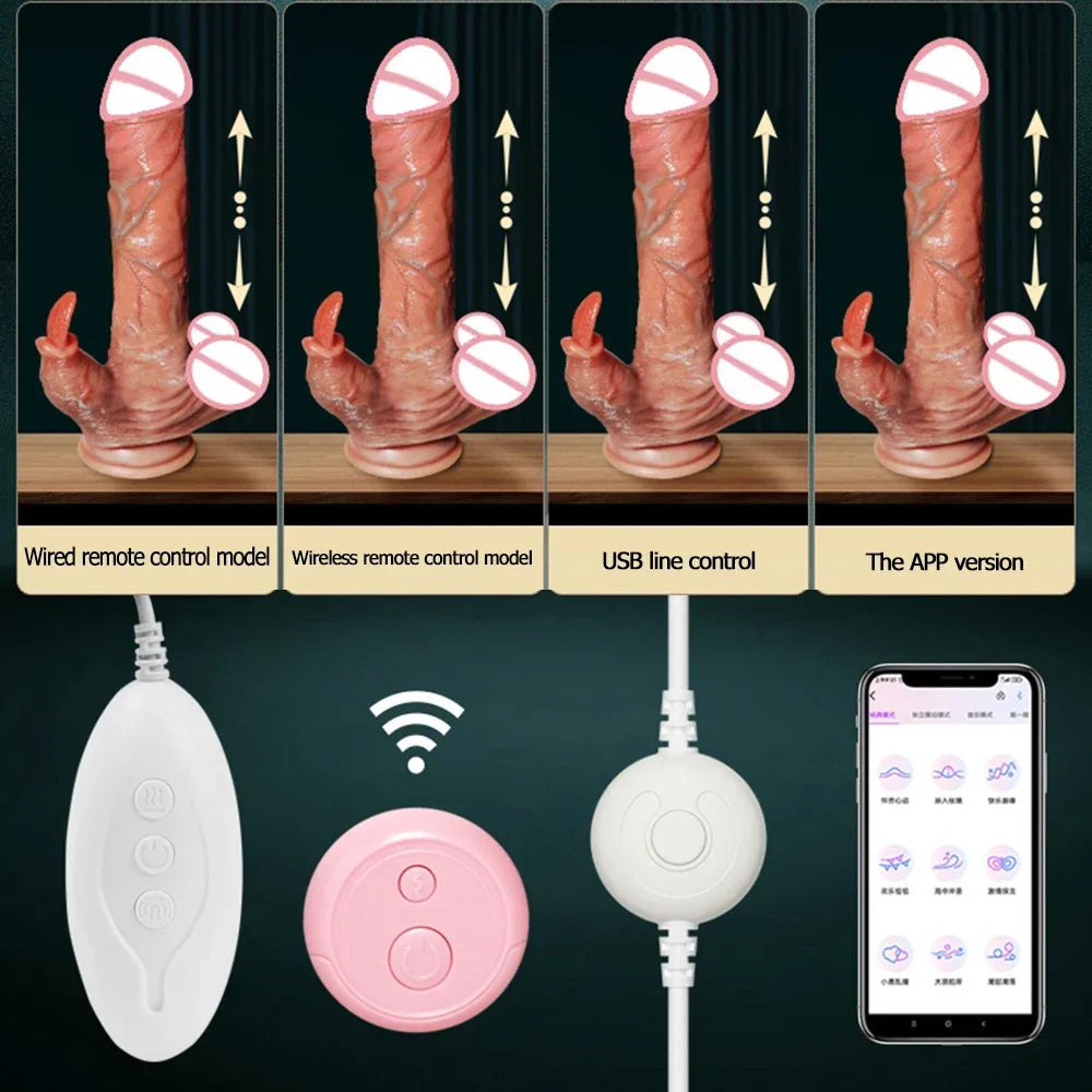 Dildo Vibrator APP Remote Realistic Penis Thrusting