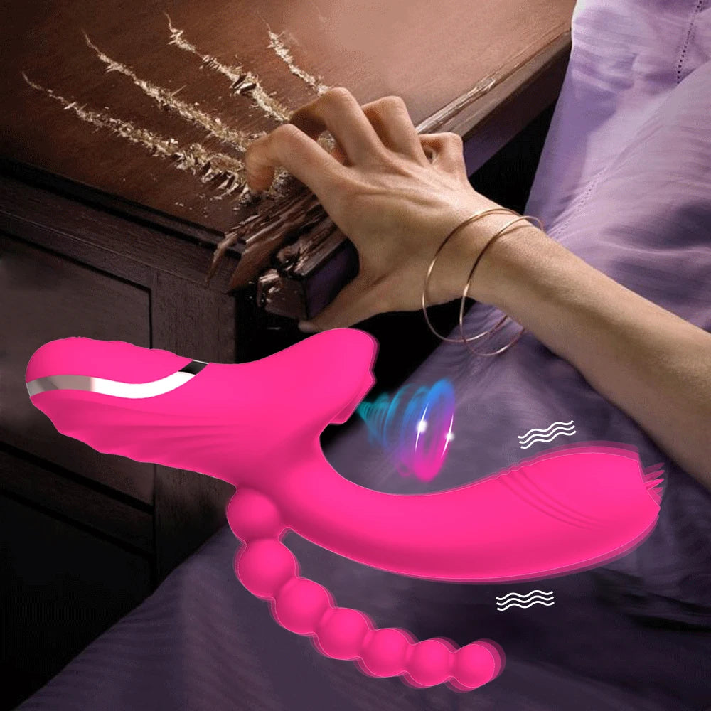 Dildo Sucker Vibrator 3 in 1 Clitoris G Spot Tongue