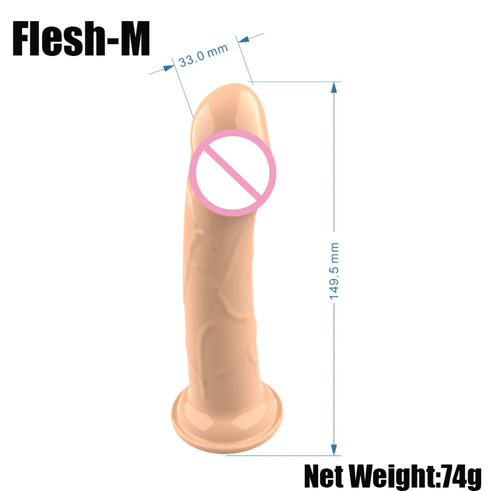 Double Penis Realistic Vibrator With Suction Cup Strapon